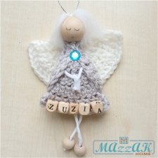 ANIOŁEK SZYDEŁKOWY ozdoby świąteczne prezent upominek dekoracje Święta Boże Narodzenie szary