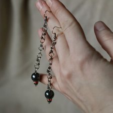 Długie kolczyki boho z hematytem