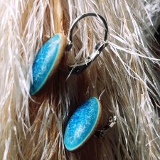 BŁĘKITNE KOLCZYKI WISZĄCE BOHO owalne turkusy BIŻUTERIA HAND-MADE damski prezent świąteczny dla niej GAIA-CERAMIKA