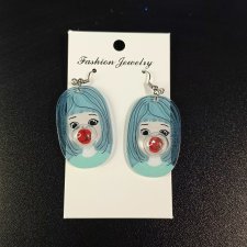 Kolczyki dziewczynka z gumą balonową turkus