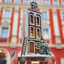 Mini kamieniczka lampion - zimowa