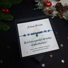 Bransoletka z Kamieni Naturalnych "Świąteczny Spokój" - akwamaryn, howlit, ametyst, kryształ górski