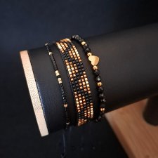 Zestaw bransoletek "Golden Night" z turmalinem i koralikami Miyuki - ochrona i równowaga