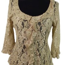 Bluzka Vintage Y2K Koronka falbanki Fairy Cottage Core Coquette