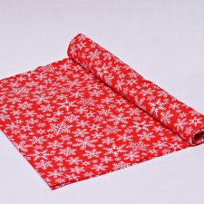 Bieżnik świąteczny, bawełniany bieżnik na stół, ozdoba stołu świątecznego, serweta na święta, obrus świąteczny śnieżki