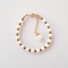 Bransoletka Świąteczna z perełkami i hematytem