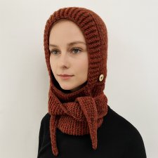 Balaclava kominiarka kaptur z szalikiem zamiast czapki handmade