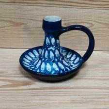 Kaganek świecznik w stylu ceramiki bolesławieckiej vintage