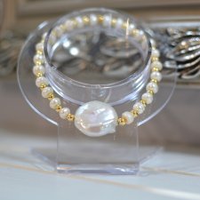 BRANSOLETKA PERLE BAROK Z HEMATYTEM