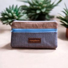 Beżowo-niebieski portfel