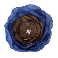 Brązowo niebieska broszka 10cm