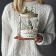 Świeca sojowa świąteczna w szklanym słoju – ręcznie robiona dekoracja świąteczna