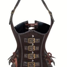 Vintage y2k style Gorset steampunk średniowieczny piracki imitacja skóry zawiązywany