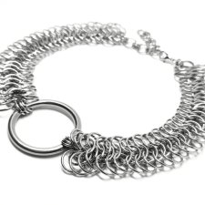 Szeroki choker chainmaille z wielkim O-ringiem – stal chirurgiczna CUSTOM