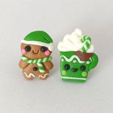 Świąteczne kolczyki – pierniczek i kubek