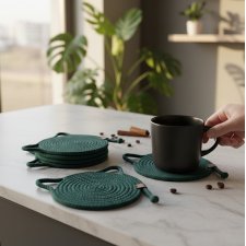 Zestaw podkładek ze sznurka pod kubek Koty na prezent Ps29