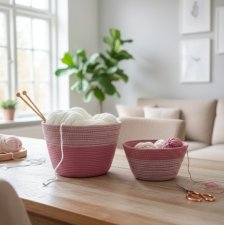 Zestaw koszyków ze sznurka Różany Spokój na prezent KS033