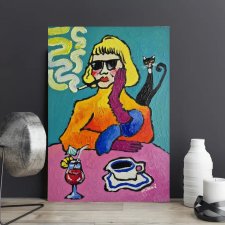 obraz do salonu  portret kawa, drink i alibi