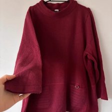 Bordo tunika z kieszeniami i ozdobnymi ringami oversize 7XL / 54 / 26·Bardzo dobry