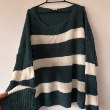 Sweter w szerokie pasy JANINA, miękki, dzianinowy, oversize 6XL / 52 / 24·Bardzo dobry·Janina