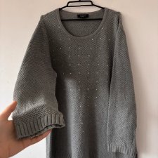 sweter bexleys woman szary oversize z perełkami 7XL / 54 / 26·Bardzo dobry·Bexleys