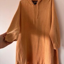 Lekka Sweterkowa Tunika Hoodie Brzoskwiniowa/Pomarańczowa Luźny Krój 7XL / 54 / 26·Bardzo dobry·Gina Benotti