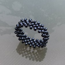 Chmury Deszczowe pleciony pierścionek z koralików