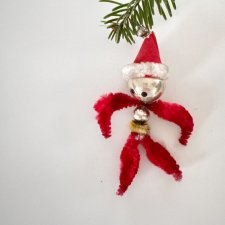 Zawieszka choinkowa ludzik z koralików, ręcznie wykonany