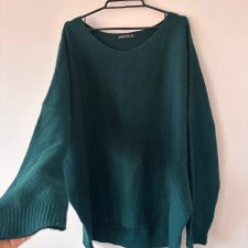 Butelkowy zielony sweter oversize 6XL / 52 / 24·Bardzo dobry·Blind Date