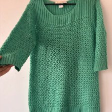 Miętowy ażurowy sweter bawełniany XXL / 44 / 16·Bardzo dobry·Fashion