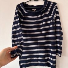 Granatowy sweter w paski m l, miękki, elastyczny, klasyczny marynistyczny L / 40 / 12·Bardzo dobry·EsQualo