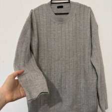 sweter szary, ażurowy sweter,melanż szary, okrągły dekolt, długie rękawy, L / 40 / 12·Bardzo dobry·Laura