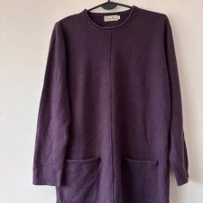 Tunika Sweter Długi Fiolet Śliwka Kieszenie Rozmiar S M M / 38 / 10·Bardzo dobry·Sweet Romeo