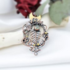 Miedziany Naszyjnik z Paprotką i Księżycem