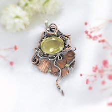 Wisiorek z Kwarcem Cytrynowym i Miłorzębem