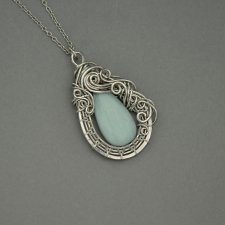 Duży wisior amazonit, wire wrapping, wisiorek unikatowy