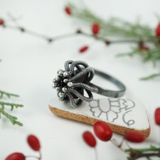 Organica - unikatowy srebrny pierścionek z czarnym turmalinem