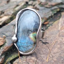 Niebieski owal - pierścionek regulowany