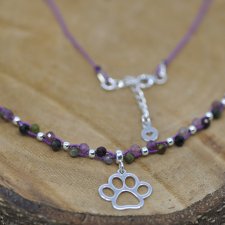 Łapa / Łapka psia / kocia - naszyjnik, srebro 925, turmalin