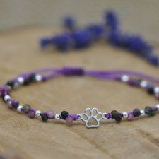 Łapa / Łapka psia / kocia - bransoletka, srebro 925, turmalin