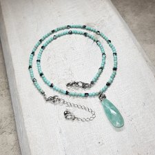 Naszyjnik z amazonitem i turkusikami s216