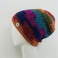 Kolorowa gruba czapka smerf ręcznie robiona