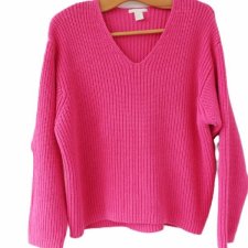 Sweter vintage gruby bawełniany mięsisty fuksja