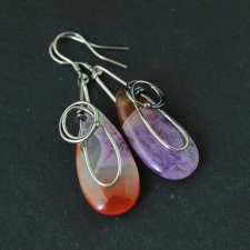 Kolczyki Jesna - agat i oksydowane srebro