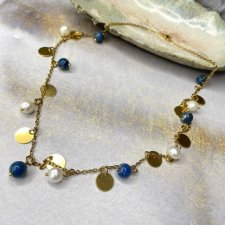 Naszyjnik łańcuszek z perłami i jaspisem c1346