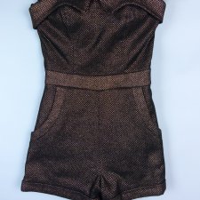 ASOS krótki grubszy kombinezon miedziano-czarny - XXS / XS