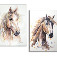 Obraz ręcznie malowany "Konie" zestaw 2 szt