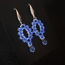 Długie Wiszące Kolczyki "Sapphire Clarity" z Koralików i Kryształków