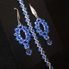 Komplet Biżuterii "Sapphire Clarity" - Bransoletka i Kolczyki z Koralików i Kryształków