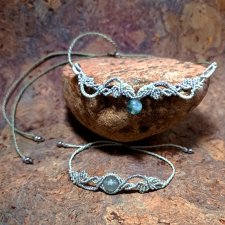 OGRÓD fluoryt w makramie komplet - delikatna kolia i bransoletka pleciona